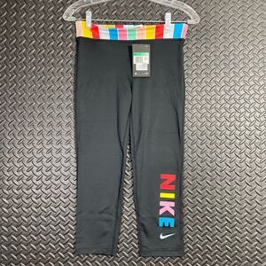 Nike Black Rainbow Capri Athletic Performance Mid‎ Rise Legging Girls Size Large